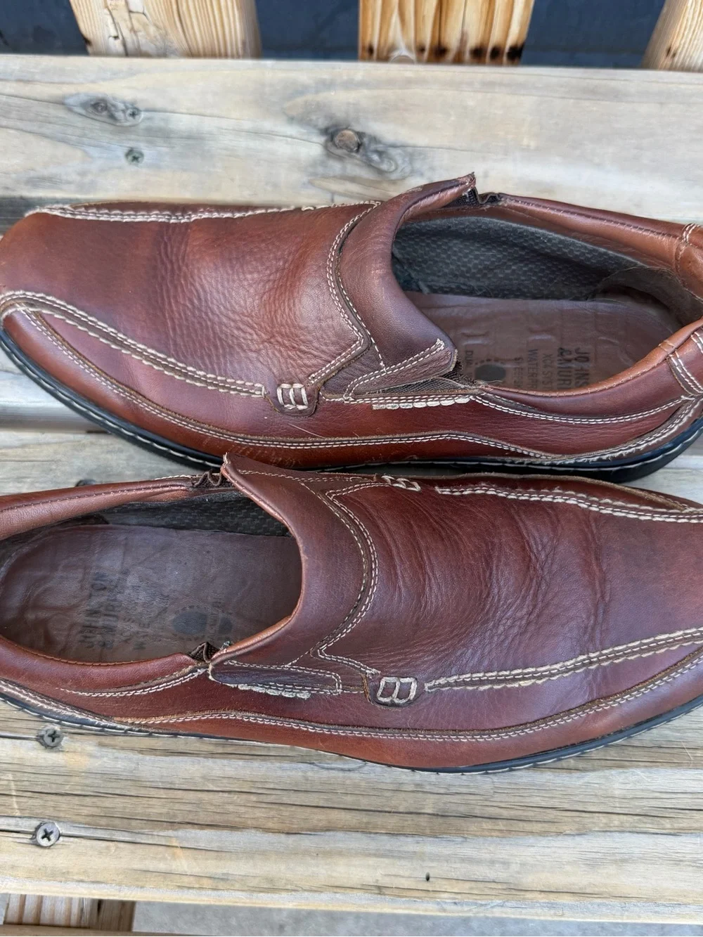 Johnston & Murphy Brown Leather Slip-On Loafers Mens 10.5